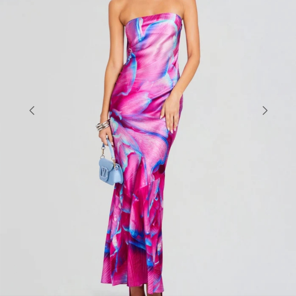 Retrofete Keaton silk dress size M pink peony NWT